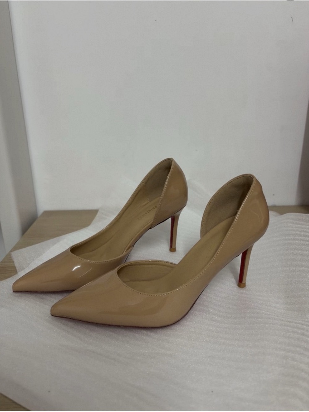 Classic Nude Patent Pointed-Toe Stiletto Pumps